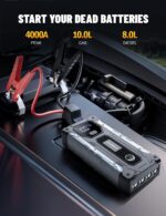 Arrancador de Batería Portátil Sharmeal 4000A – Jump Starter para Autos hasta 10.0L Gas y 8.0L - Imagen 2