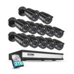 Sistema de Cámaras de Seguridad ZOSI 3K Lite 16CH – 12 Cámaras 1080P Cableadas, Detección AI Humano/Vehículo