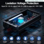 Inversor de Potencia 3000W Pico 6000W 12V DC a 110/120V AC con Pantalla LCD, Control Remoto, 2 Tomas AC y Puerto USB 2.4A - Imagen 4