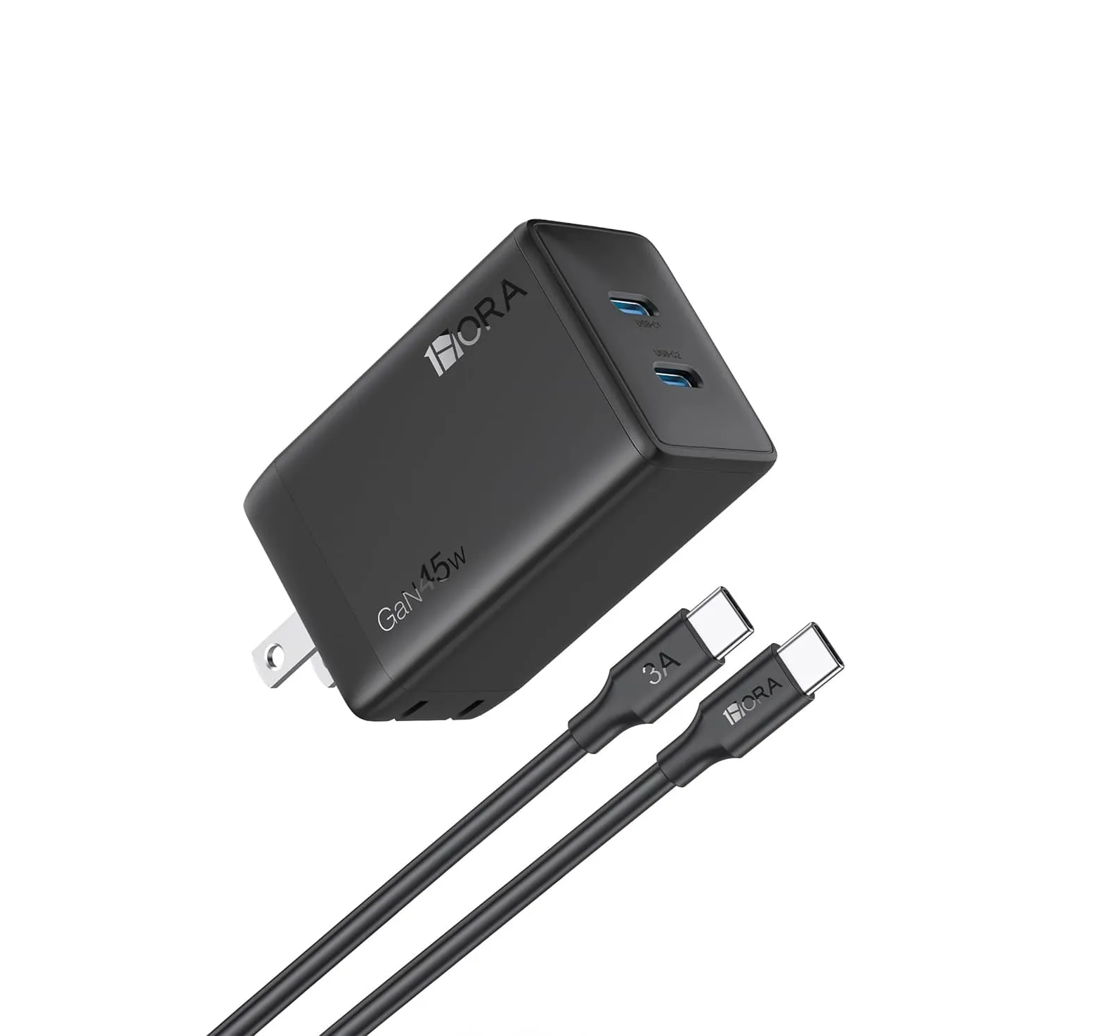 Cargador-GAR170 Cargador Rápido 1Hora GAR170 45W GaN con Doble Puerto USB-C y Cable Tipo C - Imagen 1