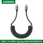 Cable USB-C Enrollado UGREEN 100W PD – Cargador Rápido 5A Tipo C a Tipo C