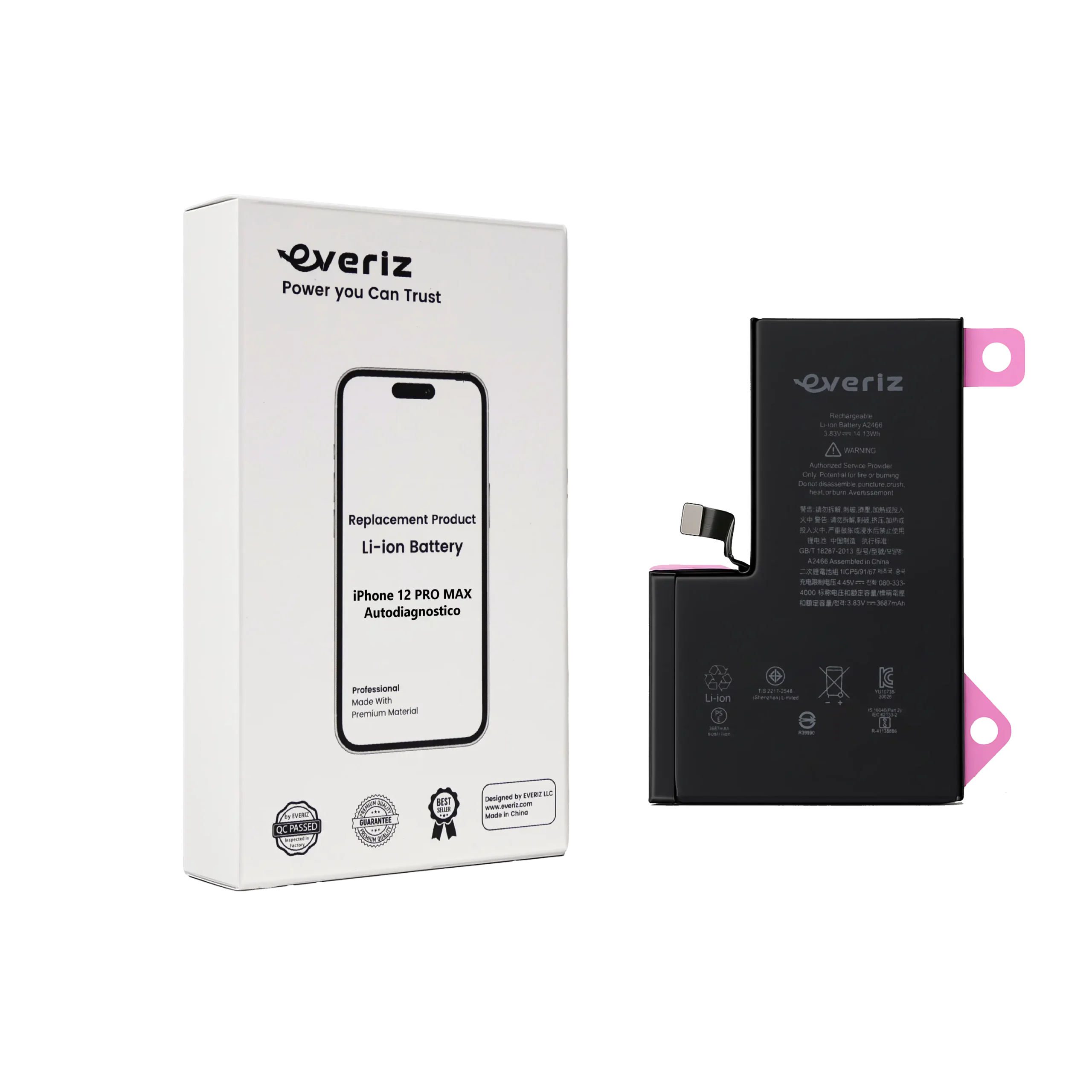 12 PM a Batería iPhone 12 Pro Max – Autodiagnosticada – EVERIZ - Imagen 1