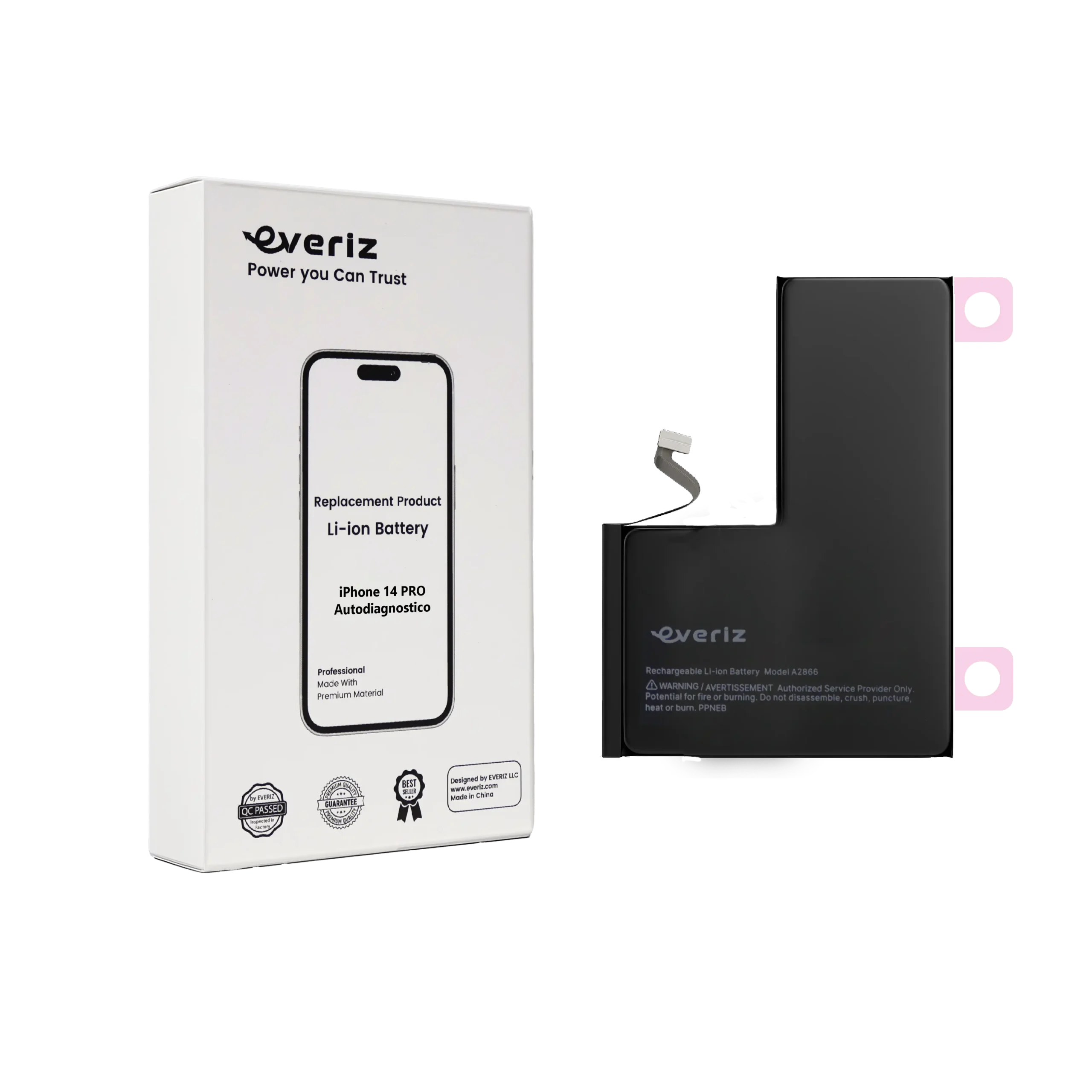 14 pro A Batería iPhone 14 Pro – Autodiagnosticada – EVERIZ - Imagen 1