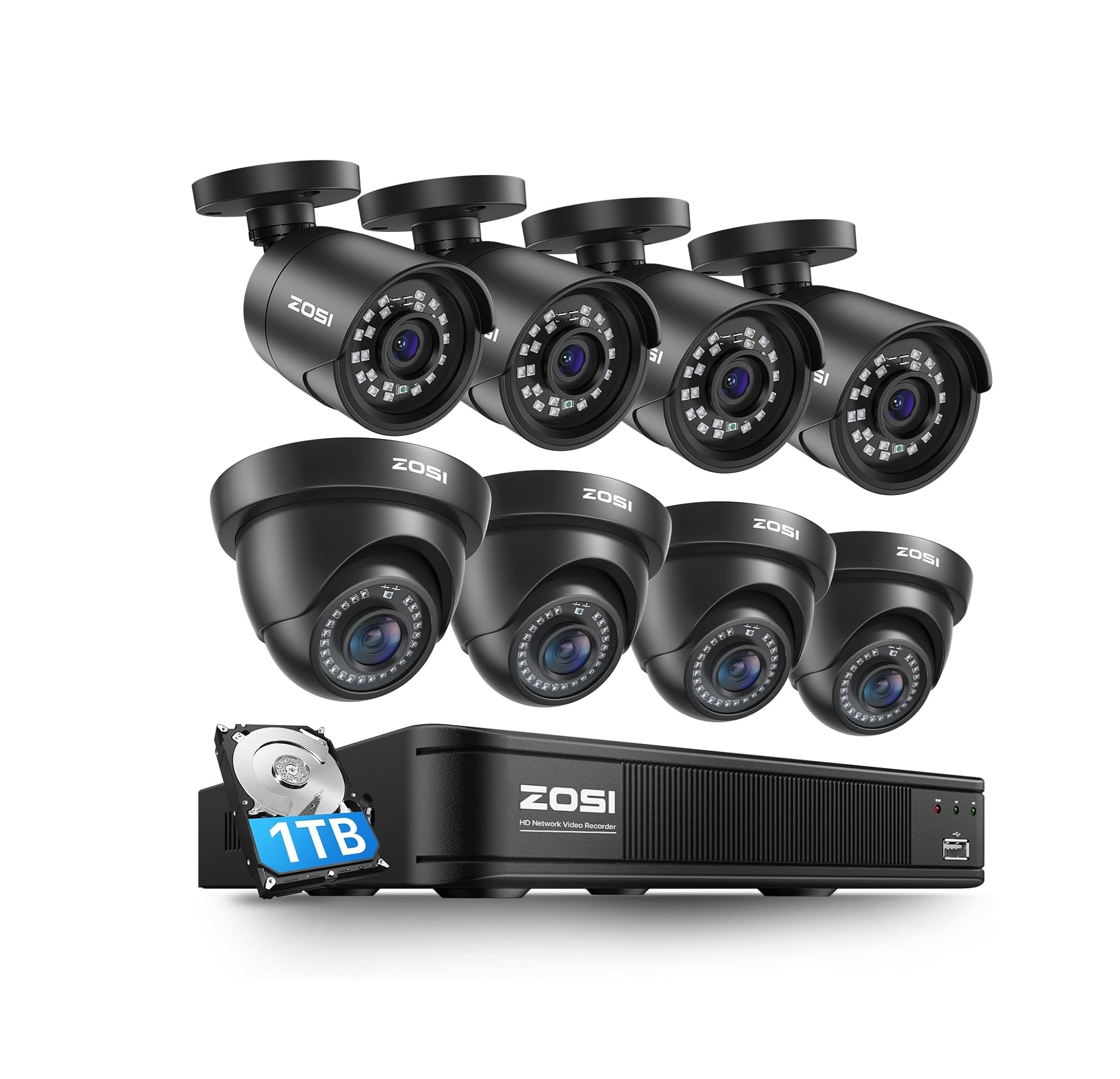 71-nOXw4s+L._AC_SL1500_ (2) Sistema de Cámaras de Seguridad ZOSI 5MP Lite – DVR 8 Canales H.265+ con 8 Cámaras 1080p, Visión Nocturna, Detección Inteligente IA - Imagen 1