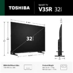 Toshiba 32” V35 Series Smart Fire TV LED HD (720p) – Modelo 32V35RU (2025) - Imagen 5