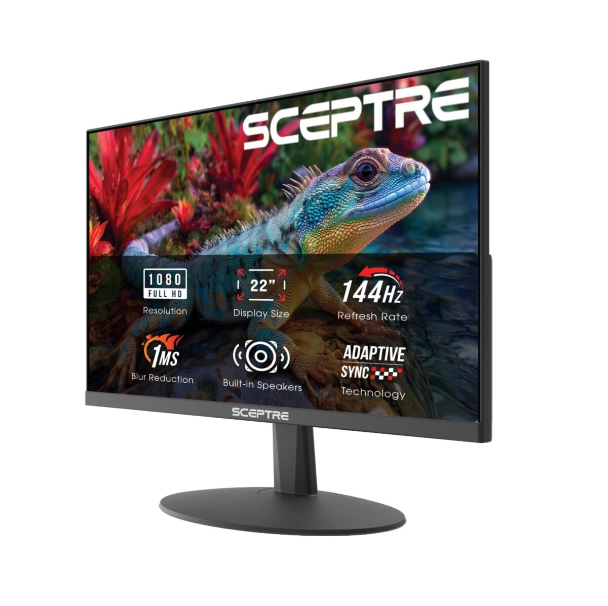 Monitor Gaming Sceptre 22” FHD 144Hz – HDMI y DisplayPort, Altavoces Integrados, Diseño Sin Bordes (E225W-FW144 2026)