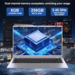 Laptop RNRUO 14” FHD Pentium Gold 6500Y 8GB RAM 256GB SSD USB-C Plateada - Imagen 4