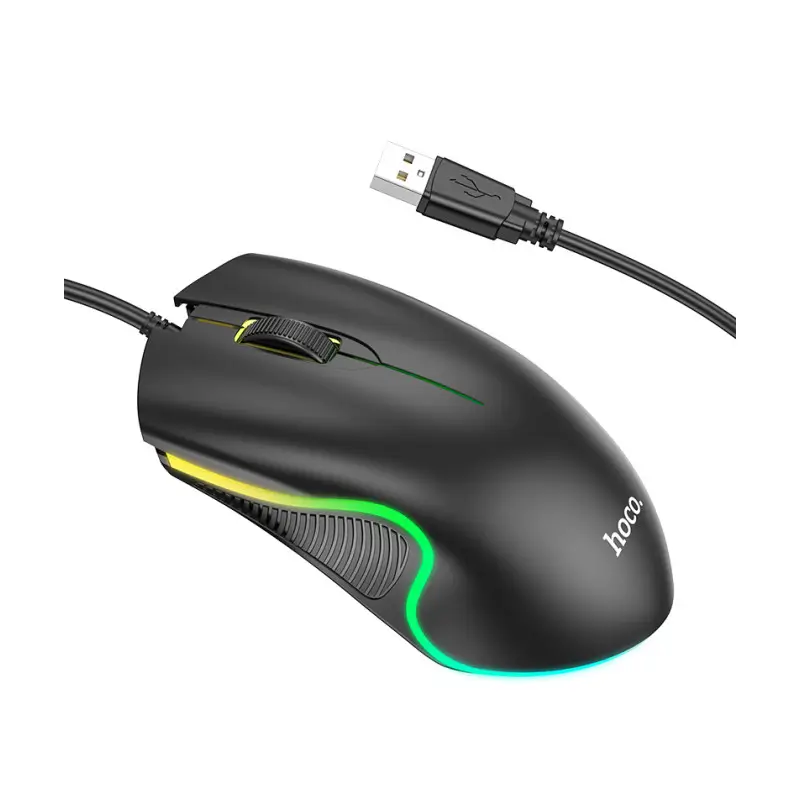1-10.webp Hoco. GM19 - Ratón para juegos con cable iluminado USB negro - Imagen 1