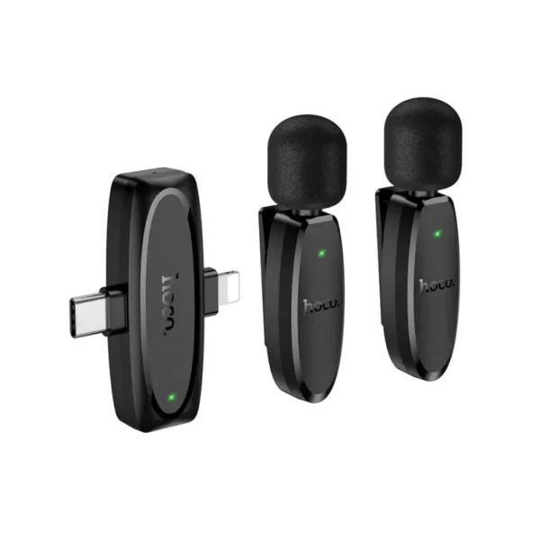 Hoco L15 - Dual-mic clip-on inalambrico digital microfono(iP/Type-C) 6942007638623 black