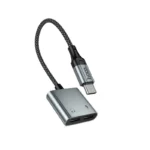 Hoco UPA34A - Convertidor de audio digital Type-C a doble Type-C gris metalizado - Imagen 2