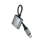 Hoco UPA34A - Convertidor de audio digital Type-C a doble Type-C gris metalizado - Imagen 3
