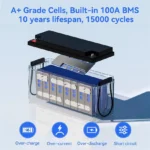 WattCycle Batería LiFePO4 24V 100Ah, 2560Wh, BMS 100A, Protección de Baja Temperatura y Conexión Escalable - Imagen 2